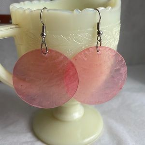 - Lovely capiz shell pearl earrings natural white 1.5 inches across